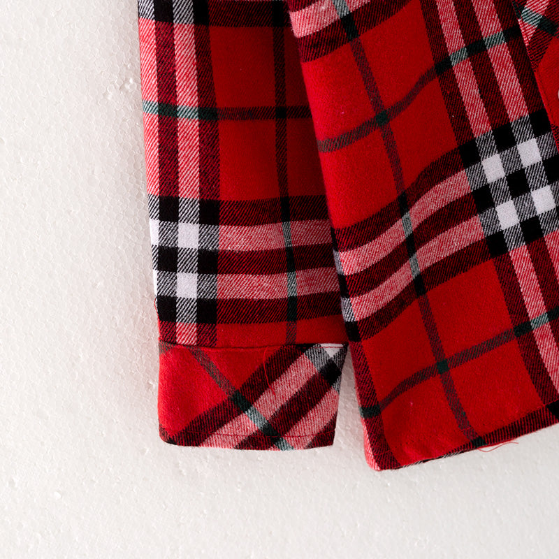 (In Stock G22-4-3 G8-2-1)Boys Christmas Red Plaid Shirt