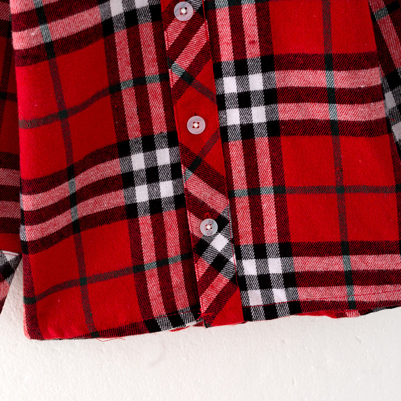 (In Stock G22-4-3 G8-2-1)Boys Christmas Red Plaid Shirt