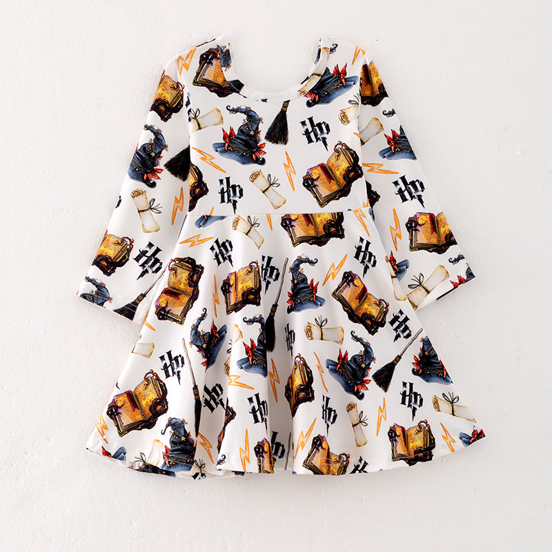 (In Stock L21-1-3)Girls Christmas Print Milk Silk Dress