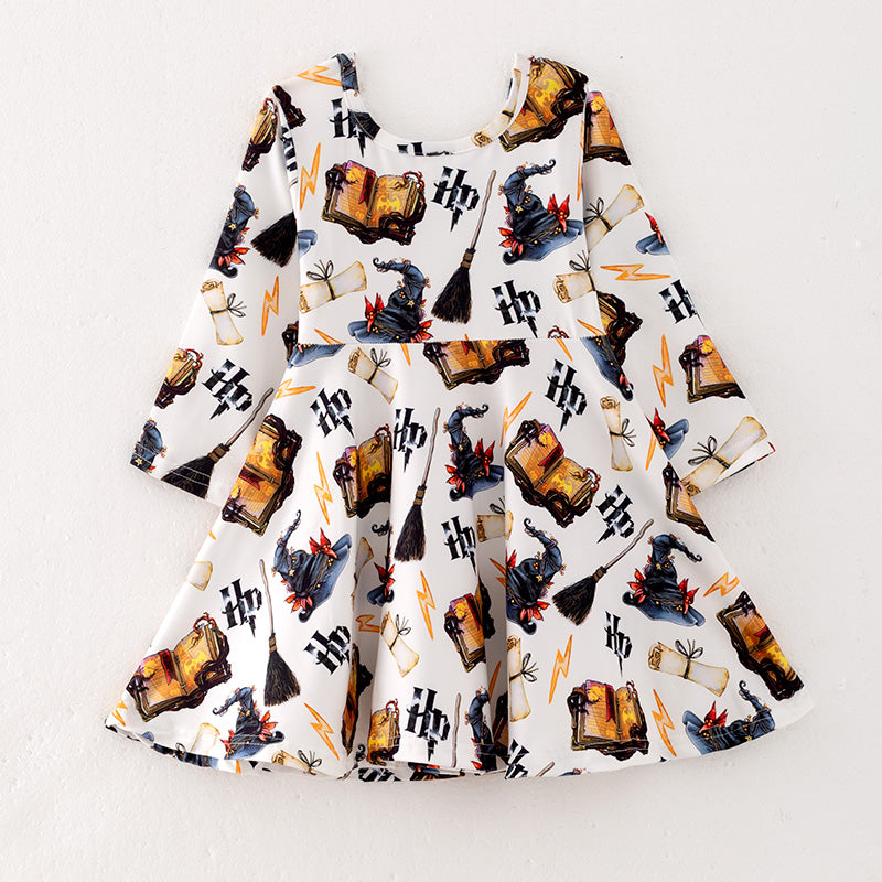 (In Stock L21-1-3)Girls Christmas Print Milk Silk Dress