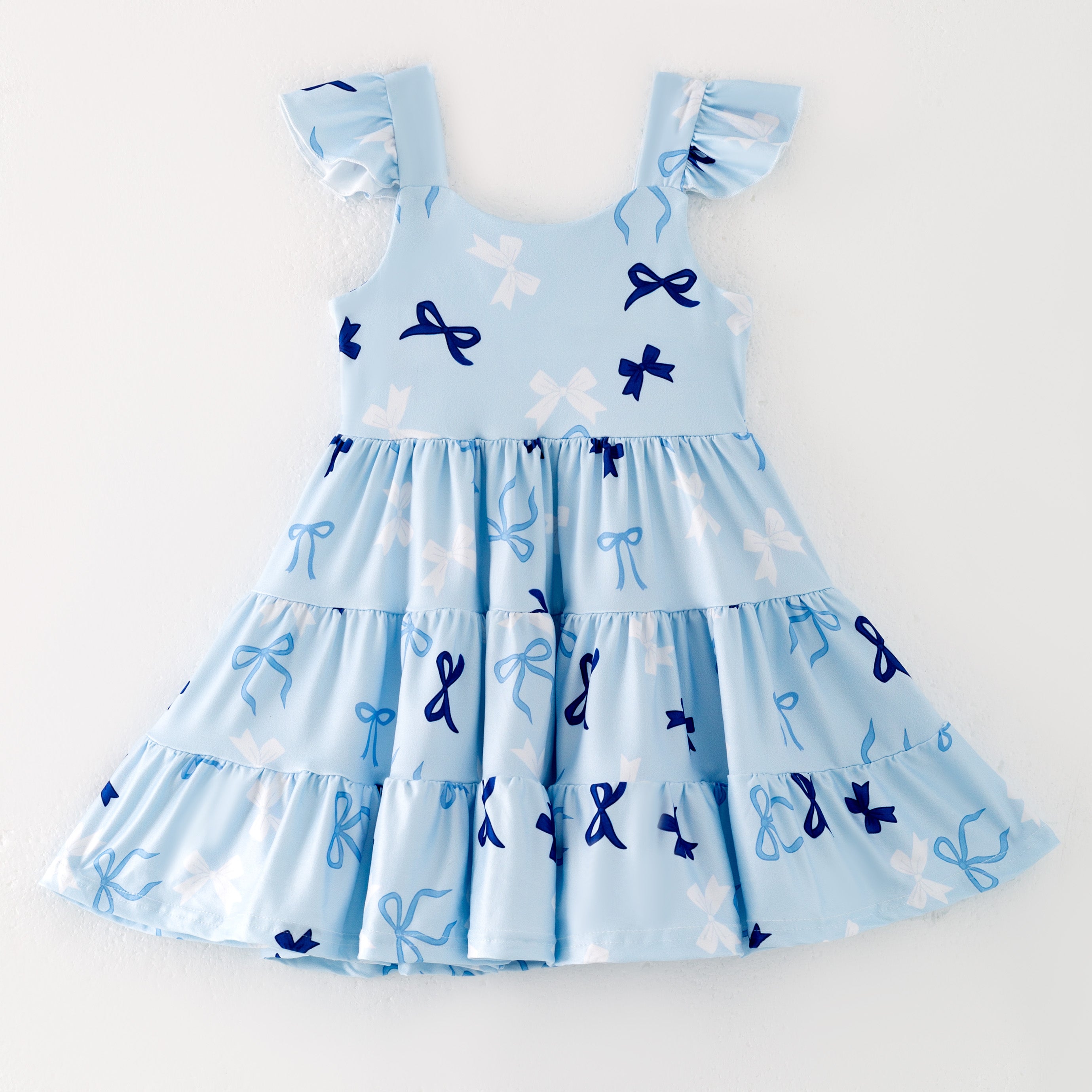 (Pre Order)Girls Spring and Summer Bow Print Dress