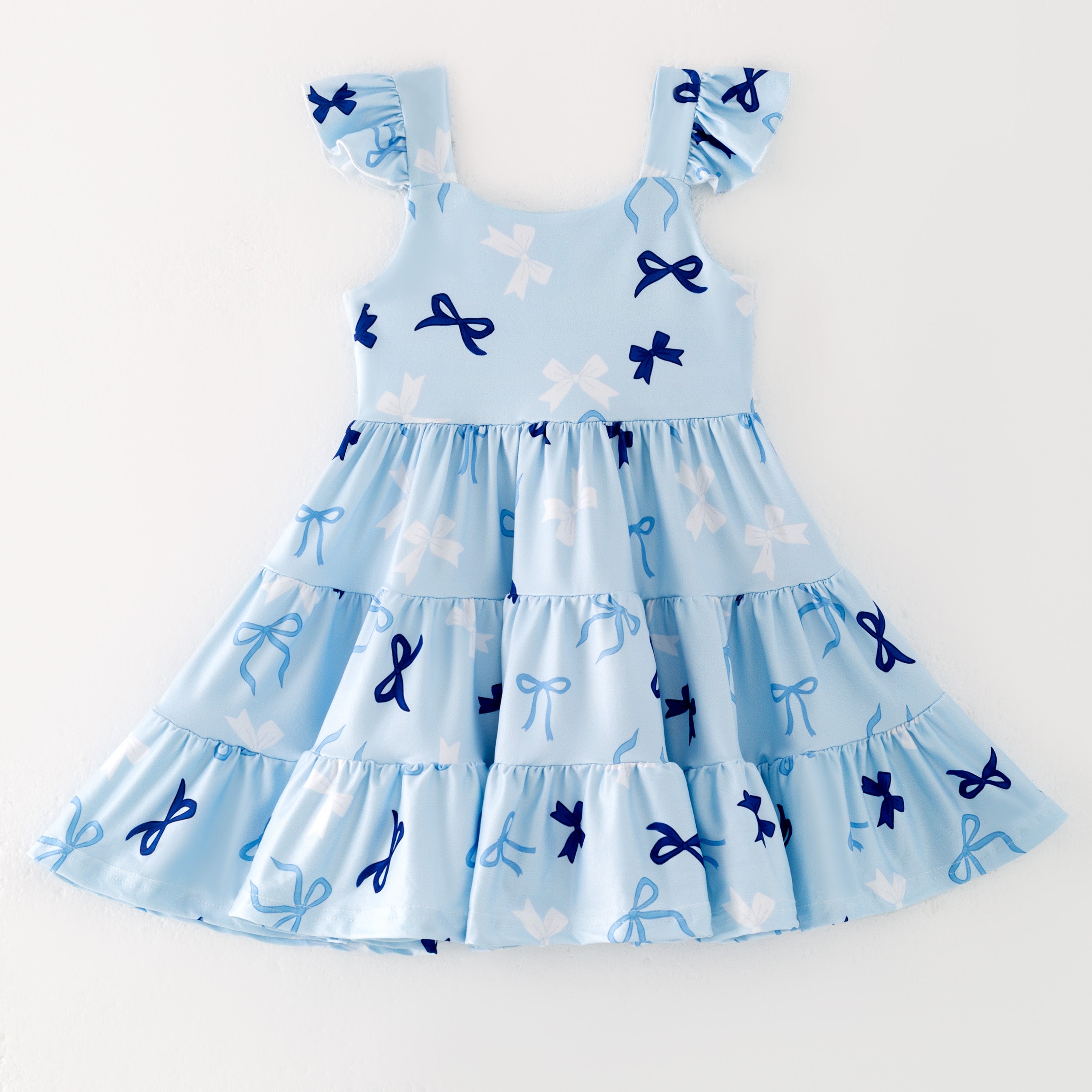 (Pre Order)Girls Spring and Summer Bow Print Dress