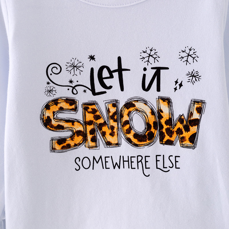 (In Stock L25-1-2)Girls Christmas Let It Snow Print Outfit Set
