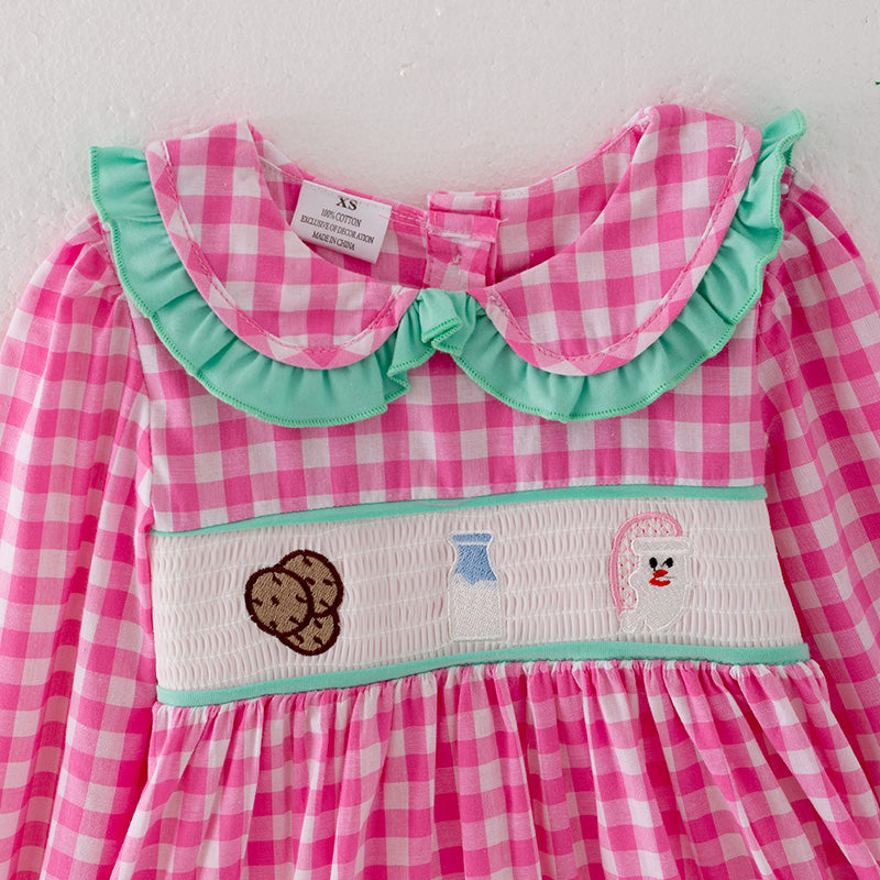 (In Stock L21-4-2)Girls Christmas Embroidery Smocked Dress