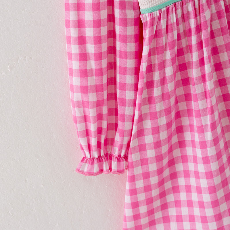 (In Stock L21-4-2)Girls Christmas Embroidery Smocked Dress