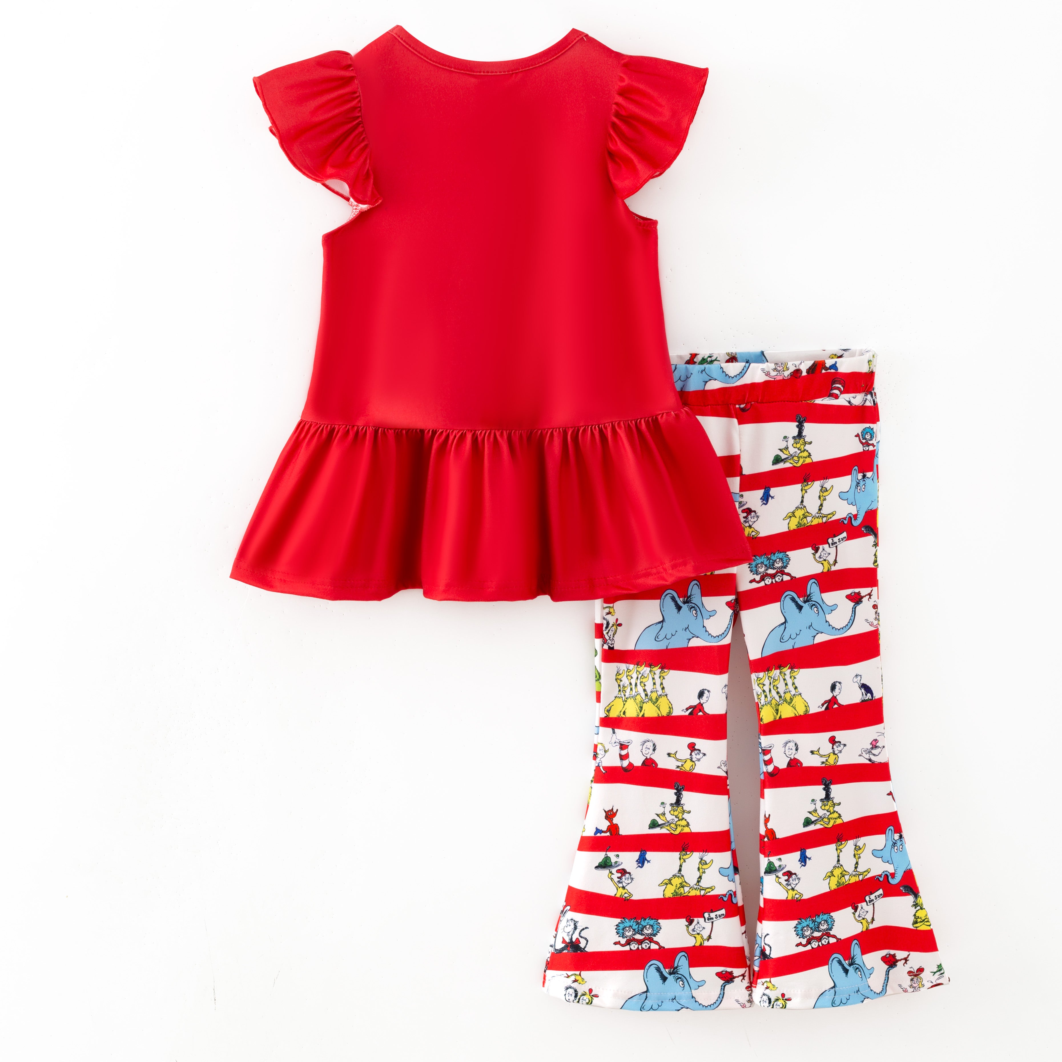 (In Stock)Girls DR SEUSS Print Flying Sleeves Outfit Set