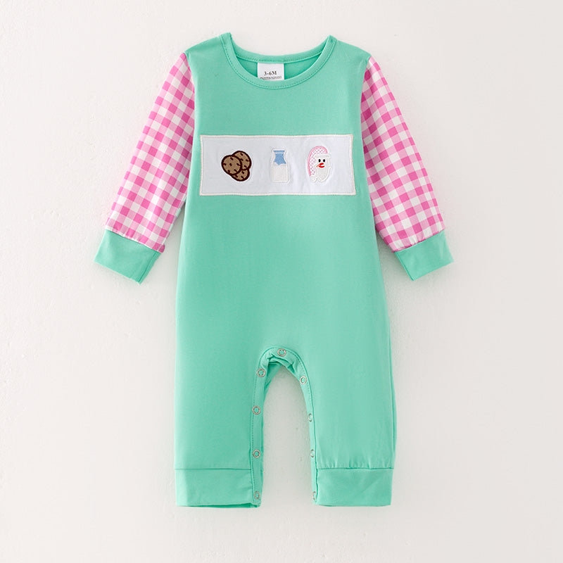 (In Stock L7-1-1)Baby Boys Christmas Embroidery Smocked Romper