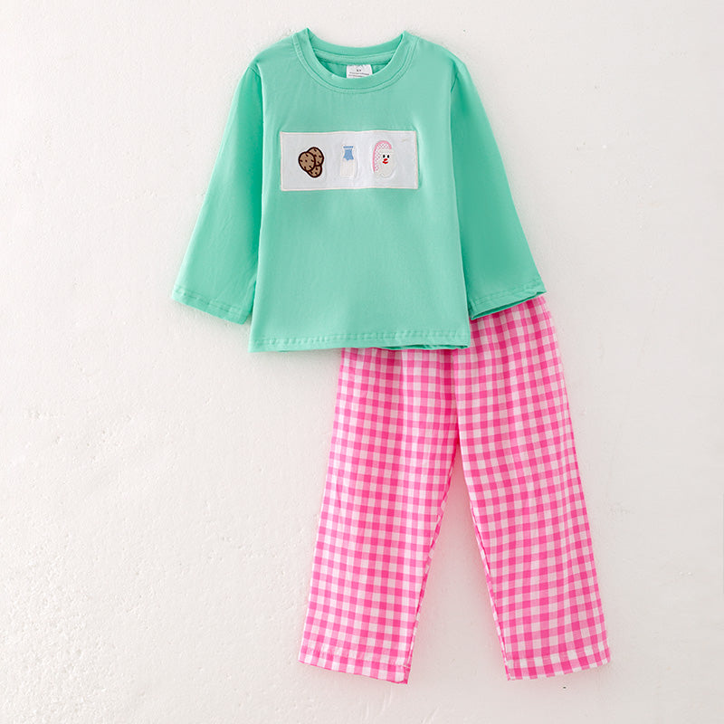 (In Stock L7-1-1)Boys Christmas Embroidery Smocked Outfit Set