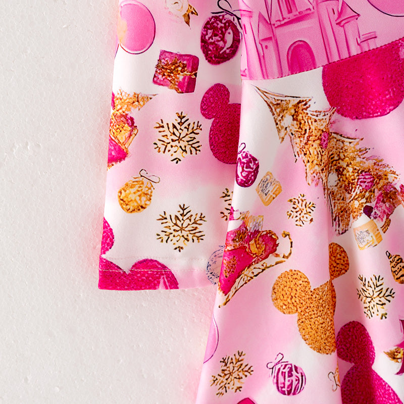 (In Stock Q6-5-2)Girls Christmas Cartoon Print Dress