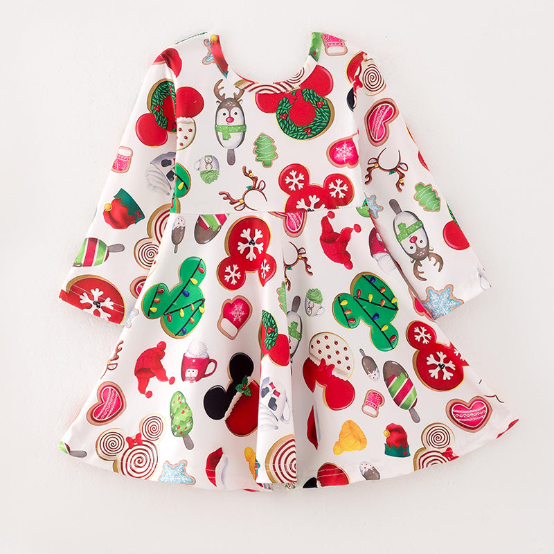 (In Stock G9-3-2)Girls Christmas Print Dress