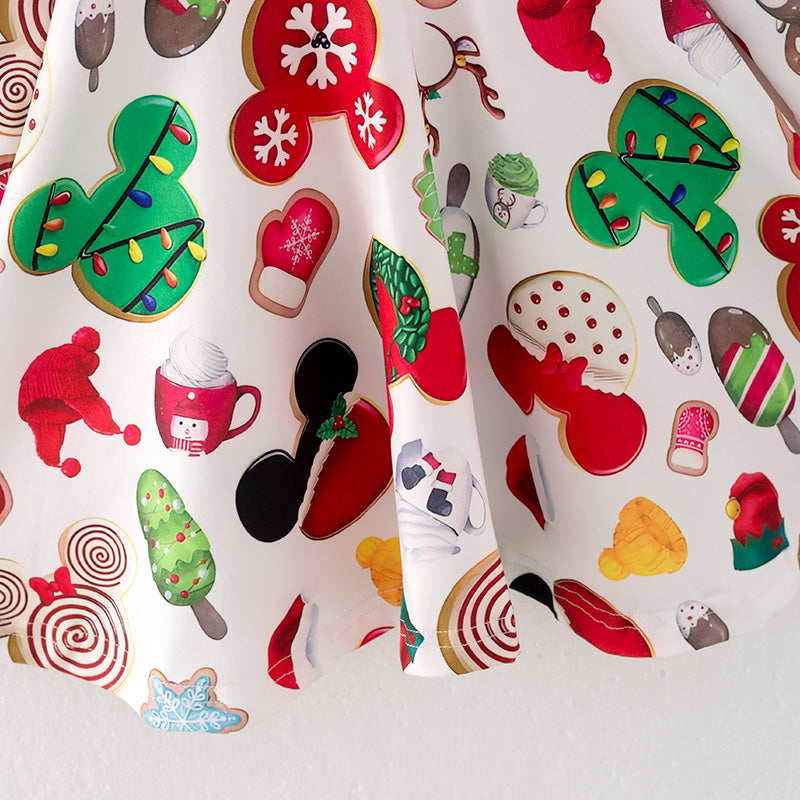 (In Stock G9-3-2)Girls Christmas Print Dress