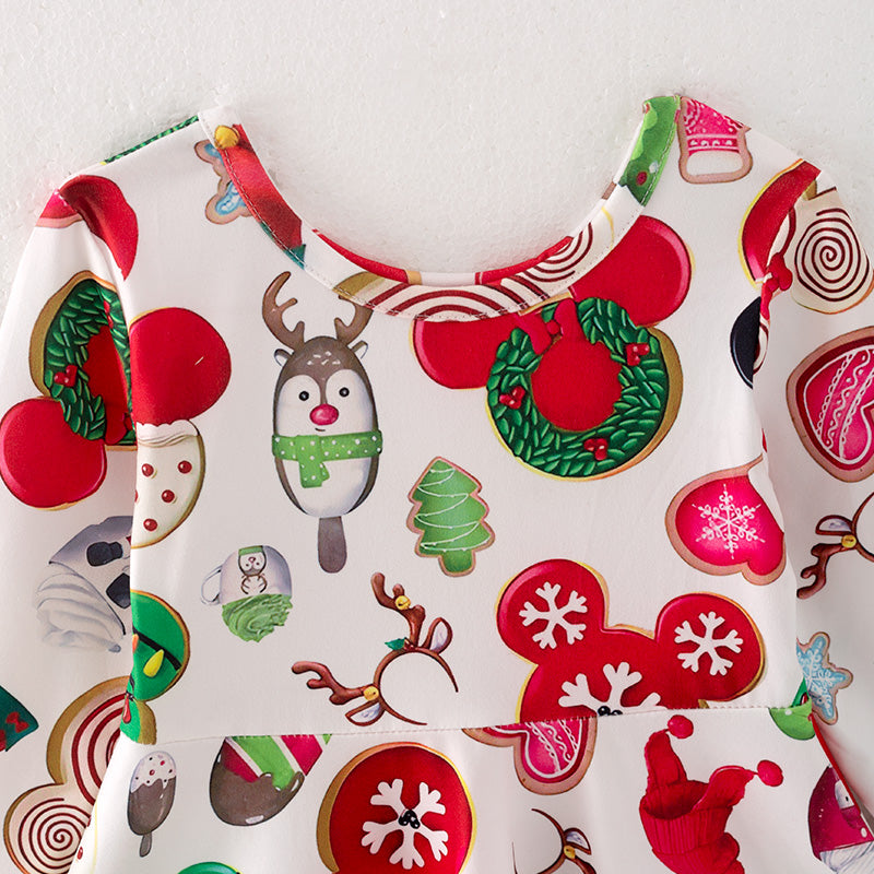(In Stock G9-3-2)Girls Christmas Print Dress
