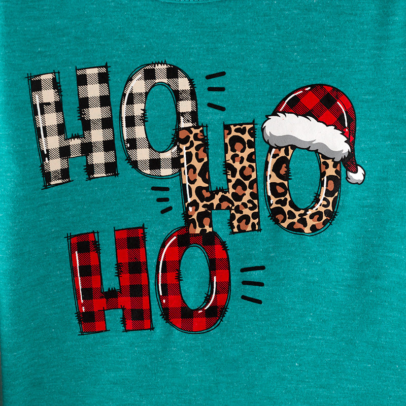 (In Stock Q12-5-1)Girls Christmas Print Outfit Set