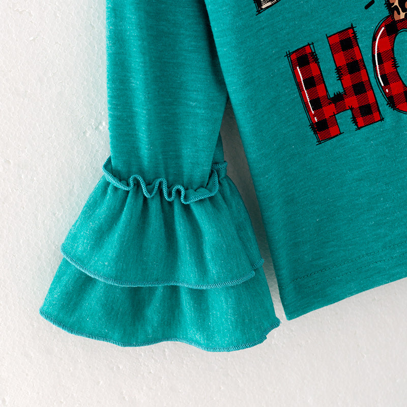 (In Stock Q12-5-1)Girls Christmas Print Outfit Set