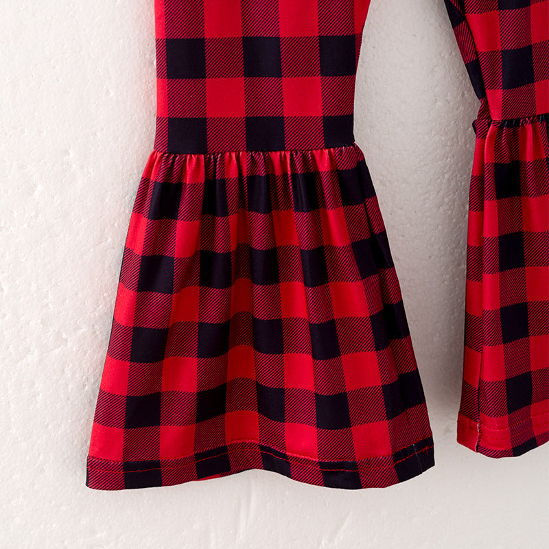 (In Stock Q12-5-1)Girls Christmas Print Outfit Set