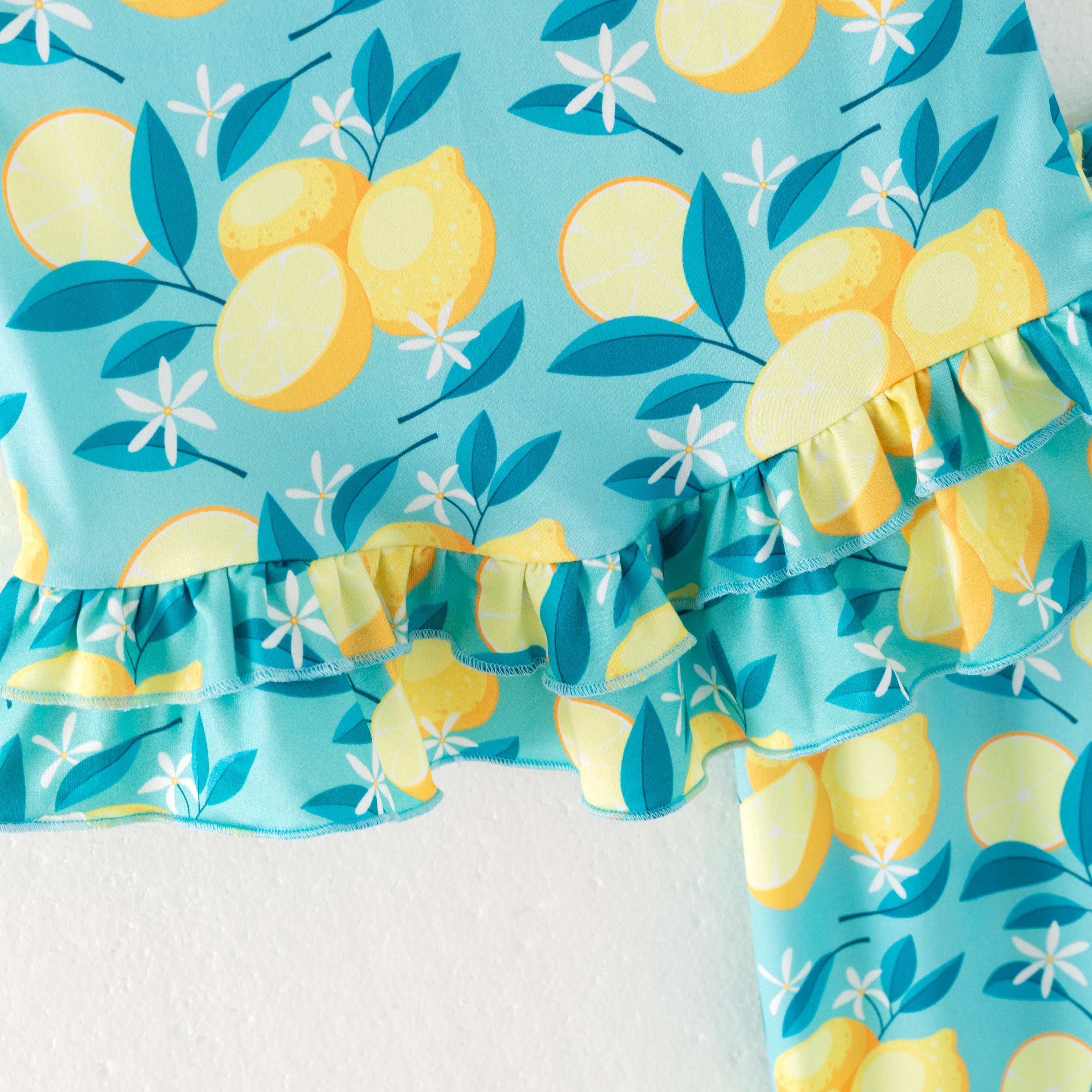 (In Stock)Girls Summer Lemon Print Outfit Set