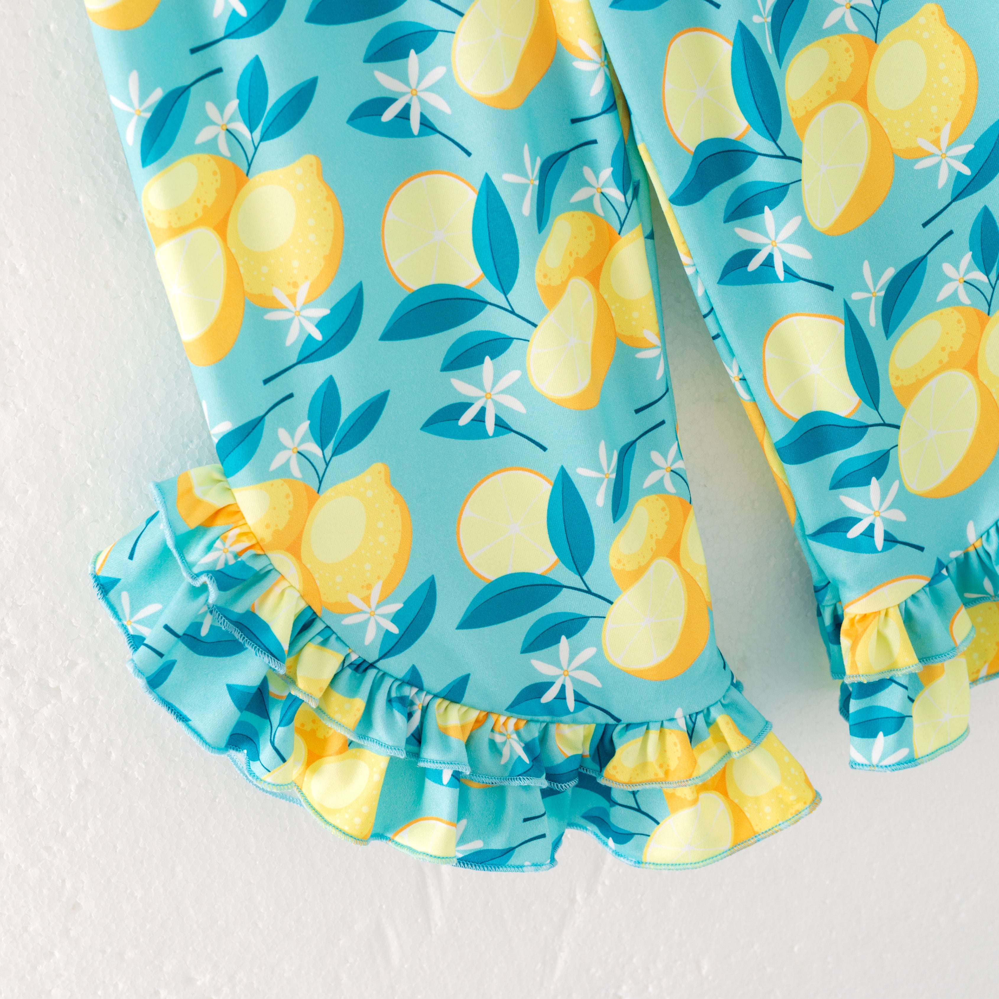 (In Stock)Girls Summer Lemon Print Outfit Set