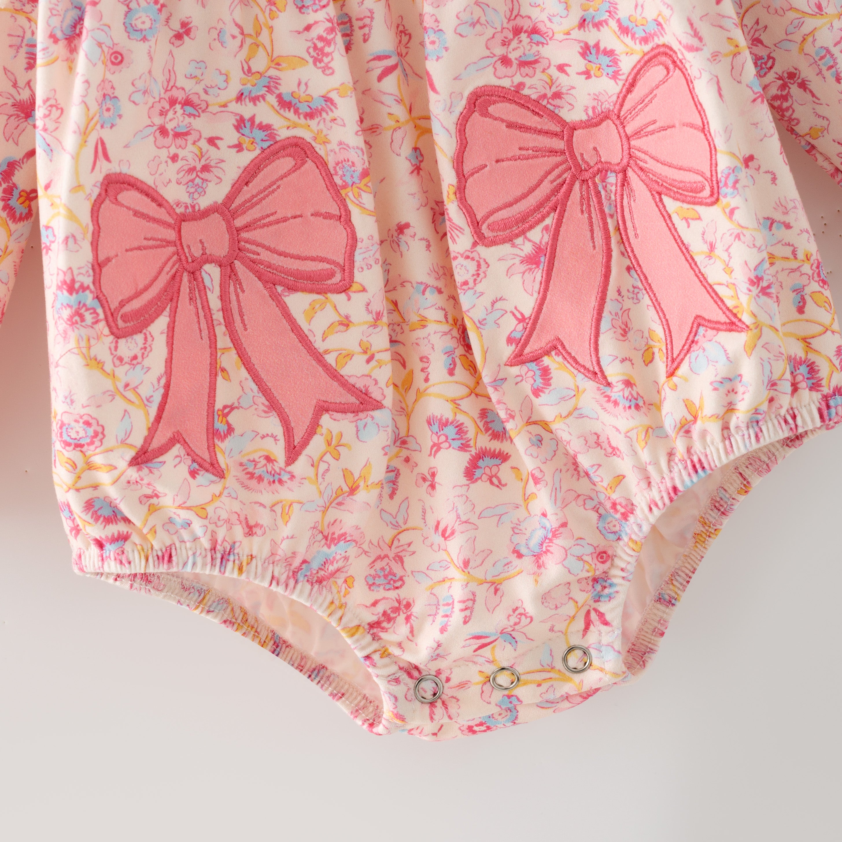 (In Stock)Toddler Girls Fall Bow Applique Romper