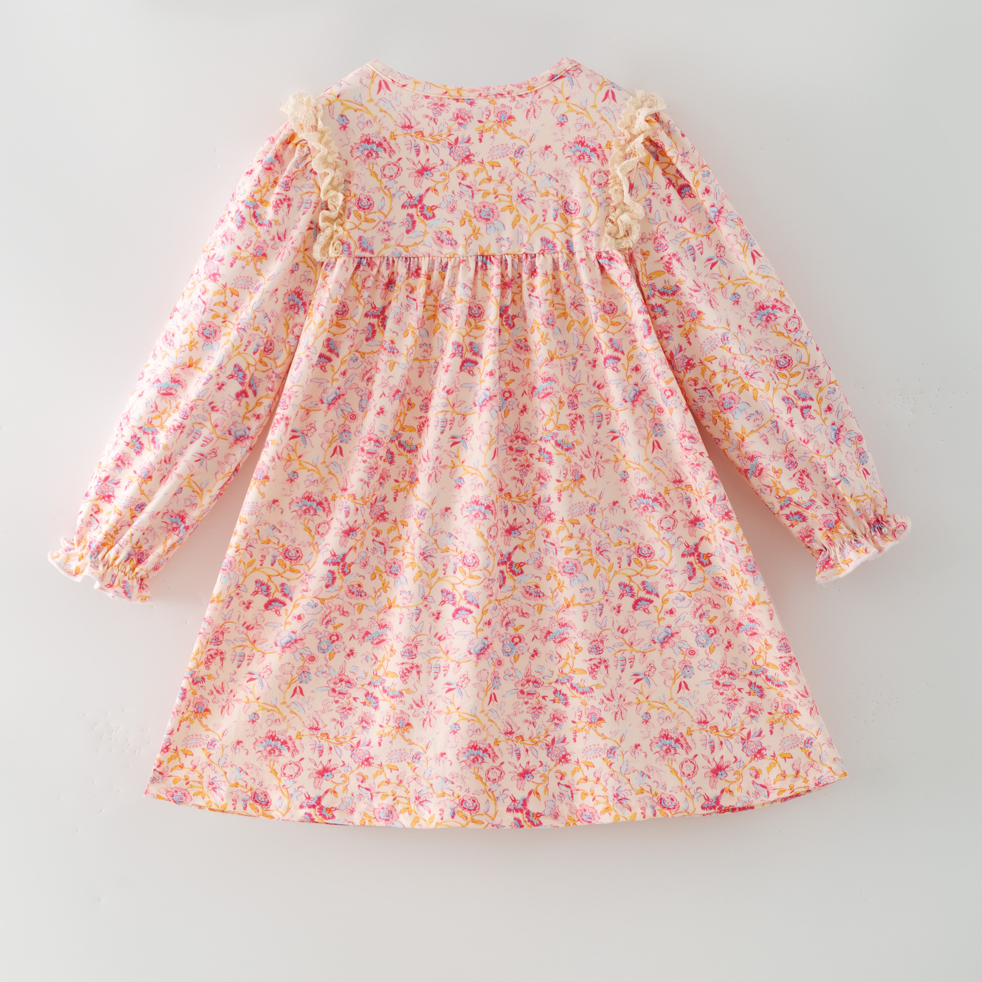 (In Stock)Girls Fall Bow Applique Dress