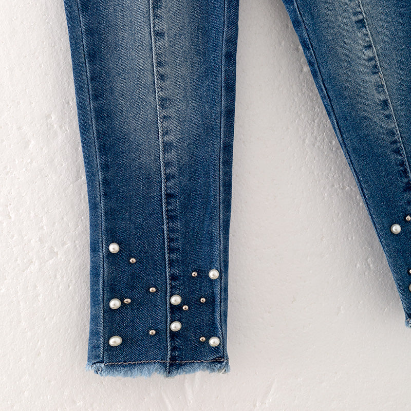 (In Stock Q12-2-1)Girls Fall Floral Print Denim Set