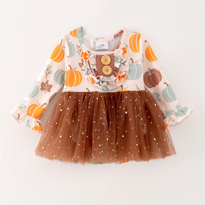 (In Stock Q12-4-1)Baby Girls Thanksgiving Print Romper