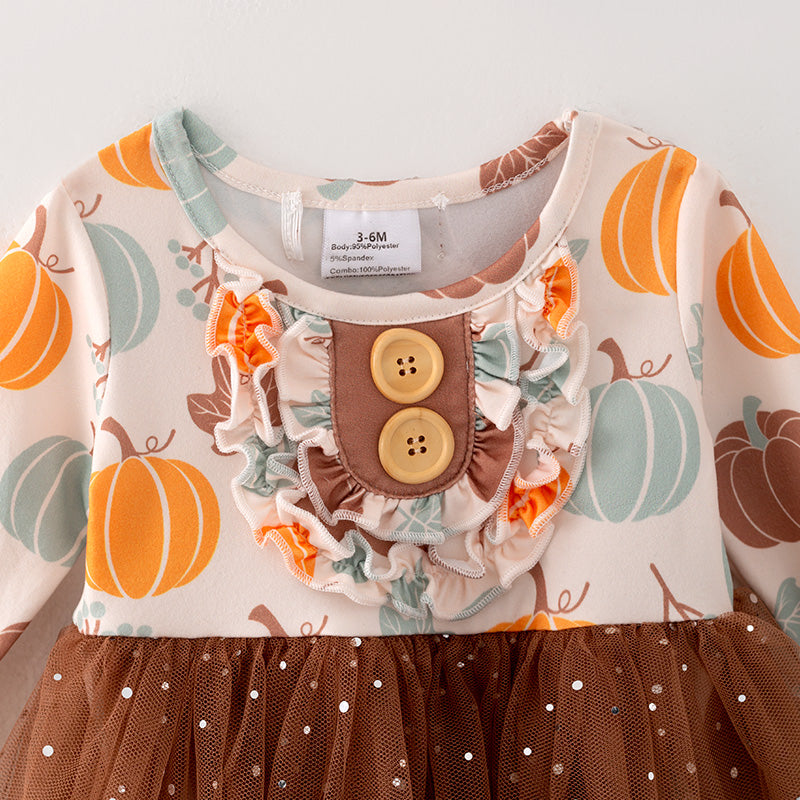 (In Stock Q12-4-1)Baby Girls Thanksgiving Print Romper
