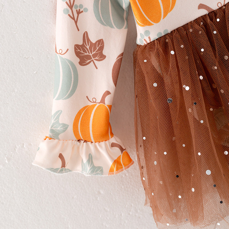 (In Stock Q12-4-1)Baby Girls Thanksgiving Print Romper