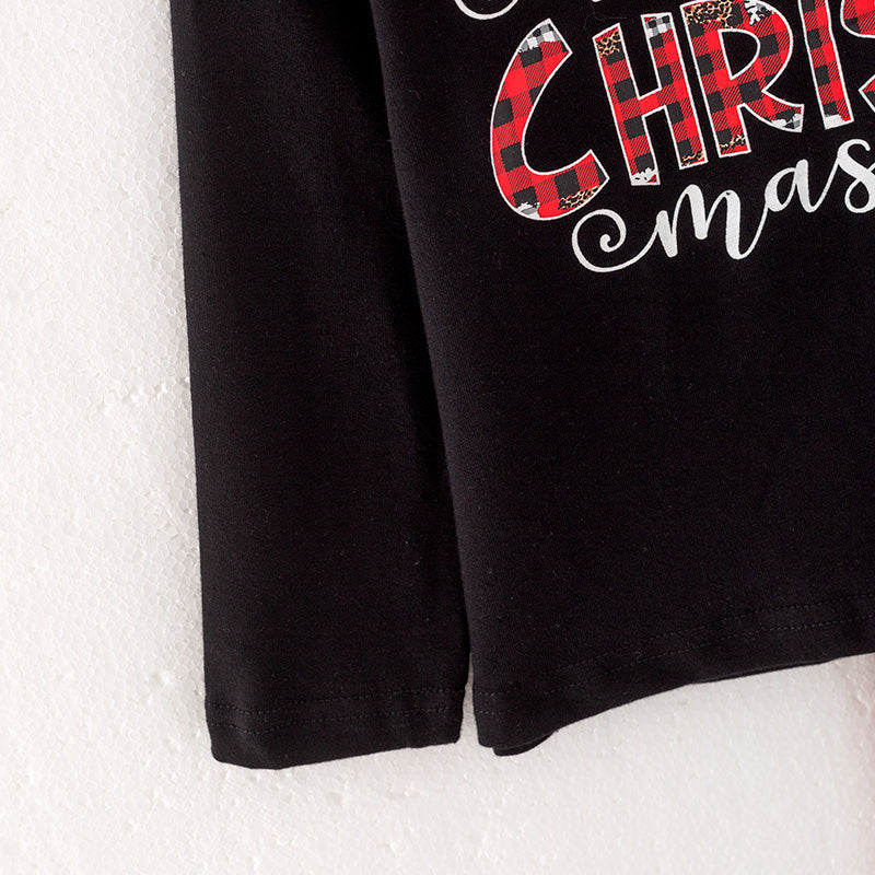 (In Stock Q11-1-1)Girls Christmas Print Outfit Set