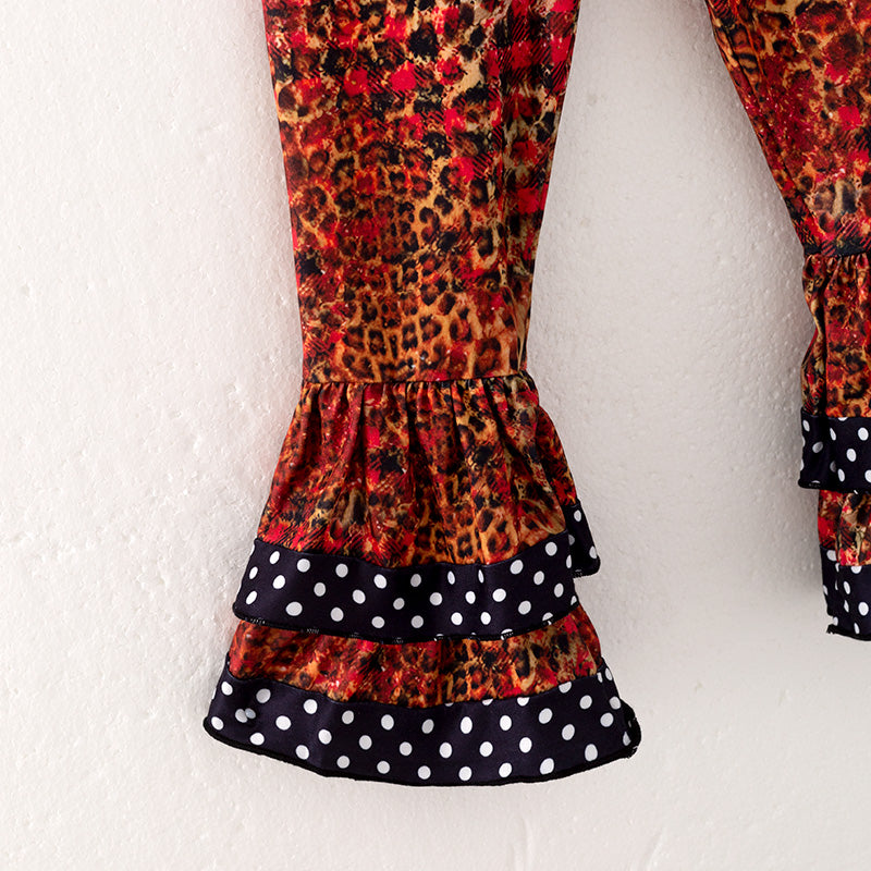 (In Stock Q11-1-1)Girls Christmas Print Outfit Set