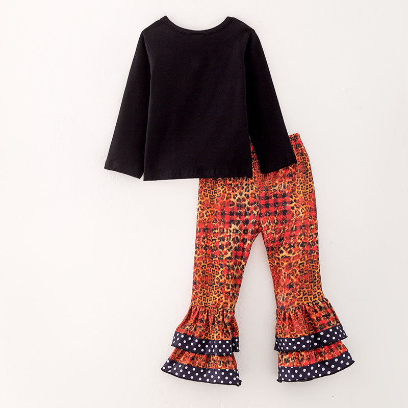 (In Stock Q11-1-1)Girls Christmas Print Outfit Set