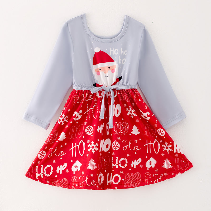 (In Stock Q11-1-1)Girls Christmas Print Dress