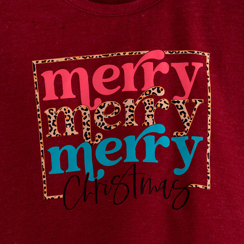 (In Stock Q11-3-1)Girls Christmas Print Outfit Set