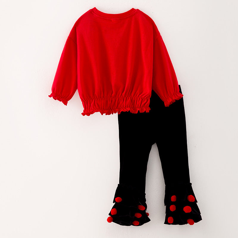 (In Stock Q11-4-2)Girls Christmas Santa Print Outfit Set