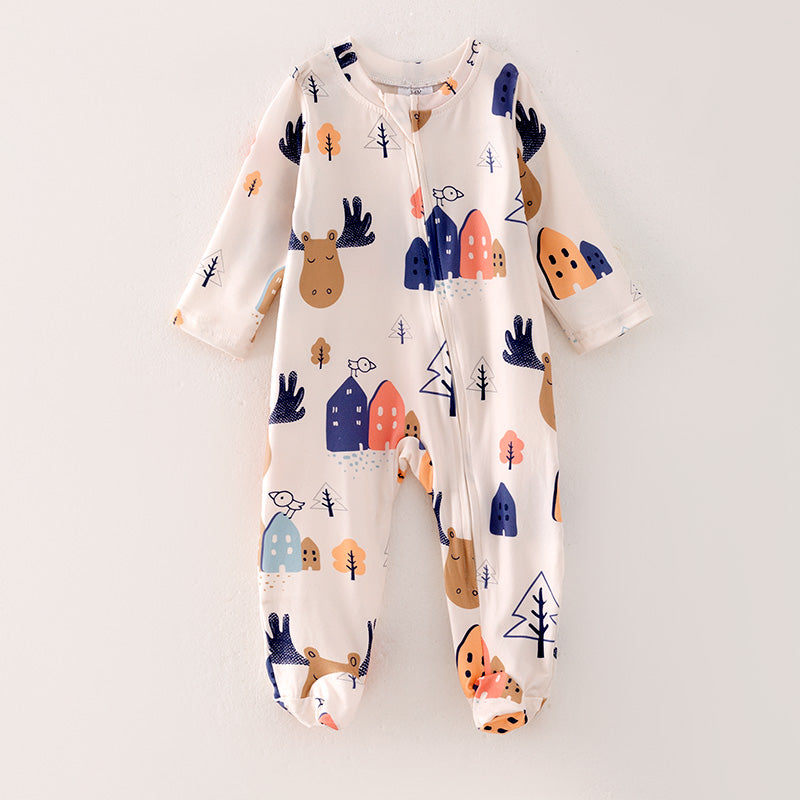 (In Stock Q11-5-1)Baby Boys Christmas Print Romper