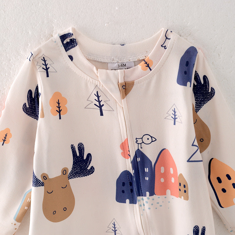 (In Stock Q11-5-1)Baby Boys Christmas Print Romper