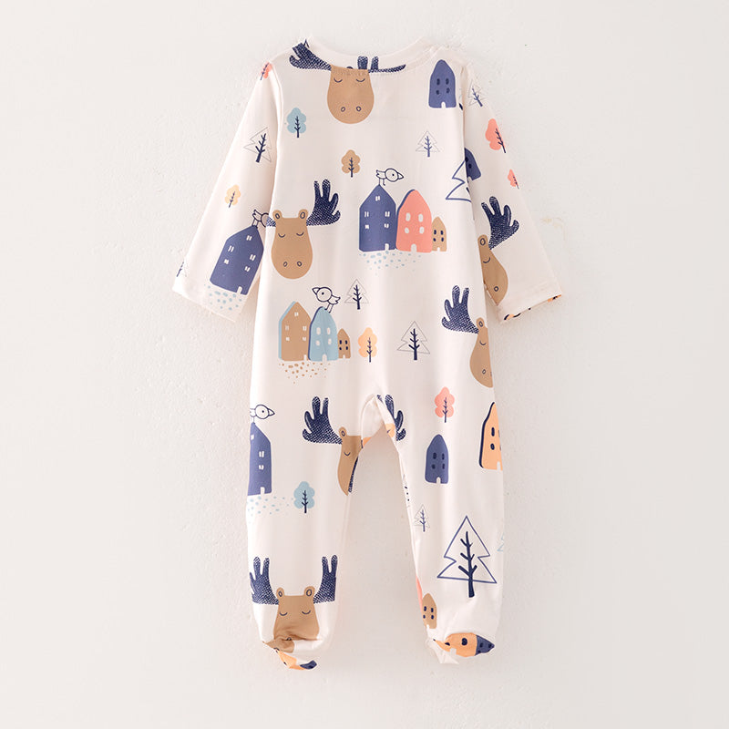 (In Stock Q11-5-1)Baby Boys Christmas Print Romper