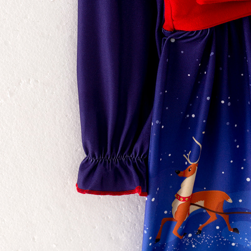 (In Stock Q11-5-1)Girls Christmas Print Dress