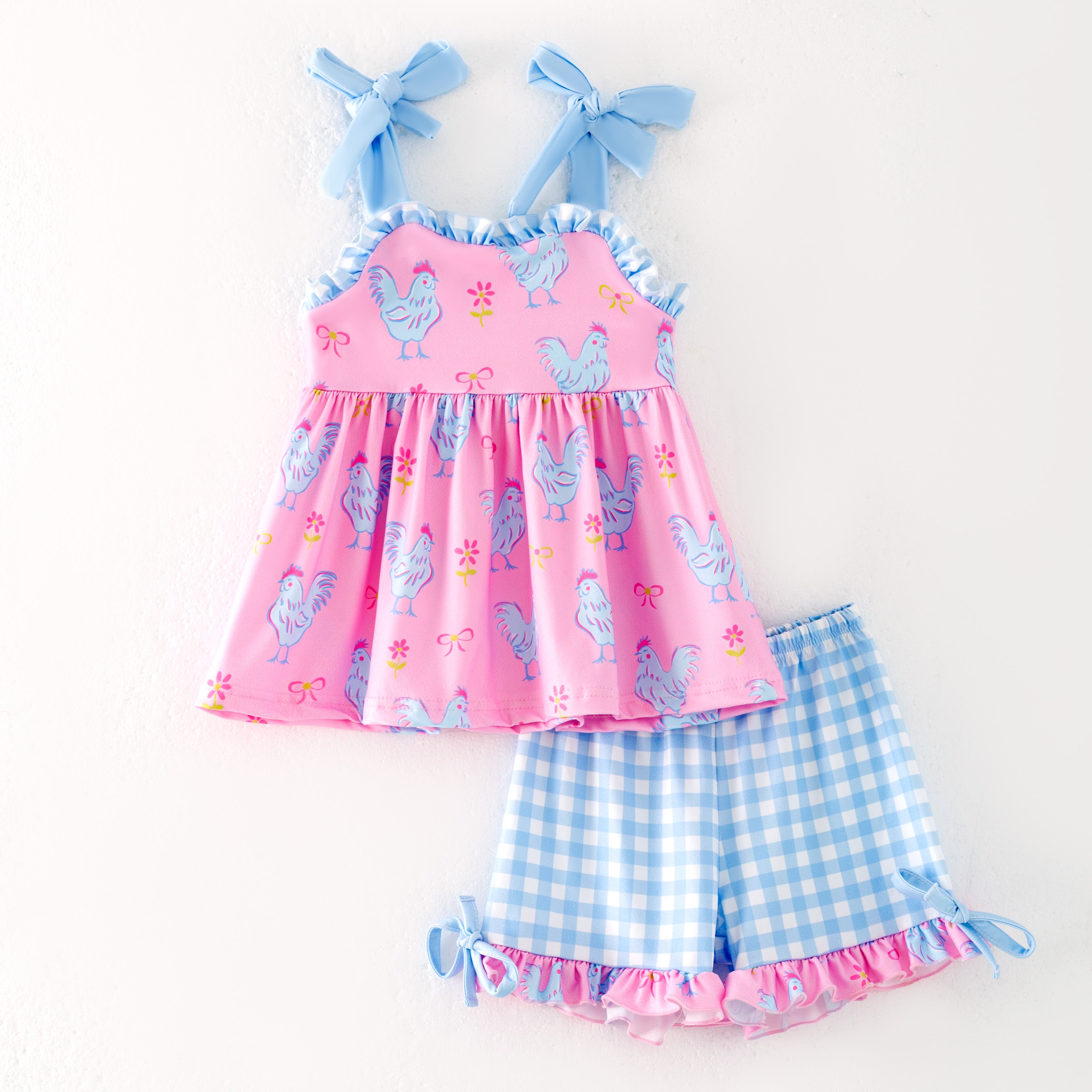 (Pre Order)Girls Spring and Summer Farm&Puppy Print Shorts Set