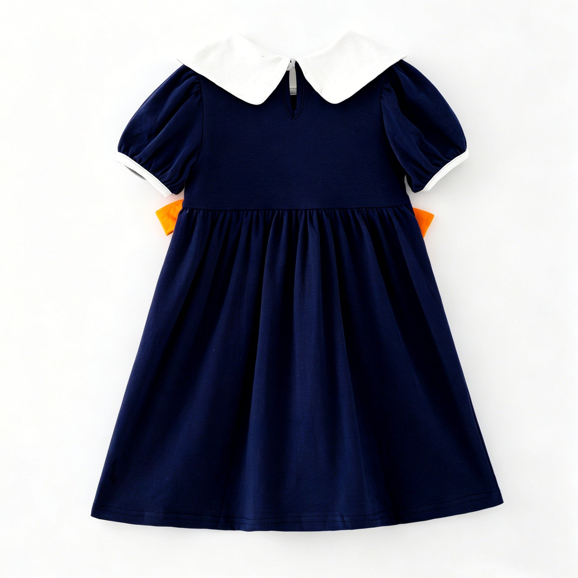 (In Stock)Girls Fall Pumpkin Embroidery Smocked Dress