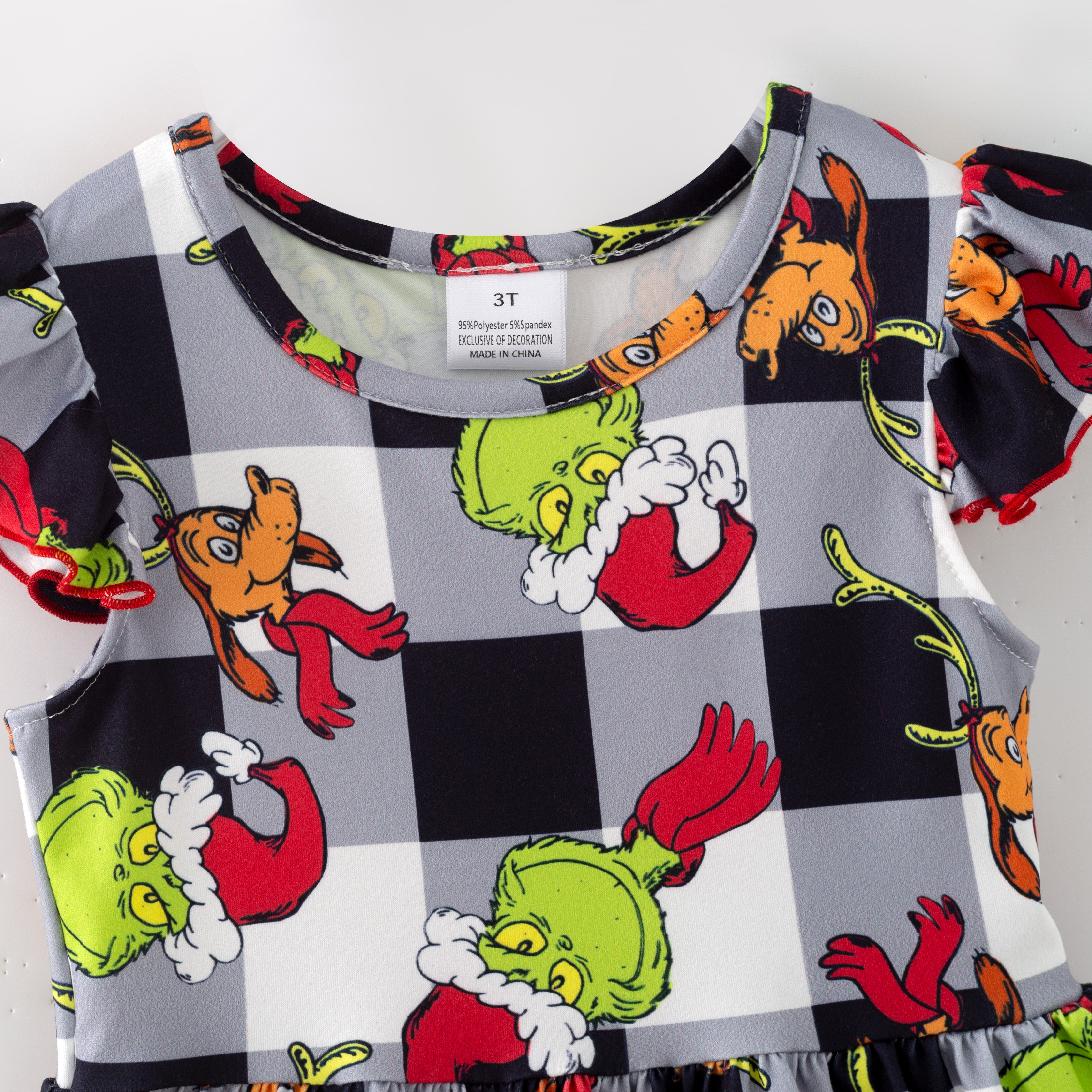 (Pre Order,Prepack Zone)Girls Christmas Cartoon Print Dress(Mix Size)