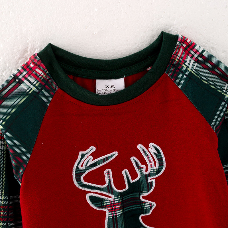 (In Stock G9-1-2)Boys Christmas Elk Applique Cotton Top