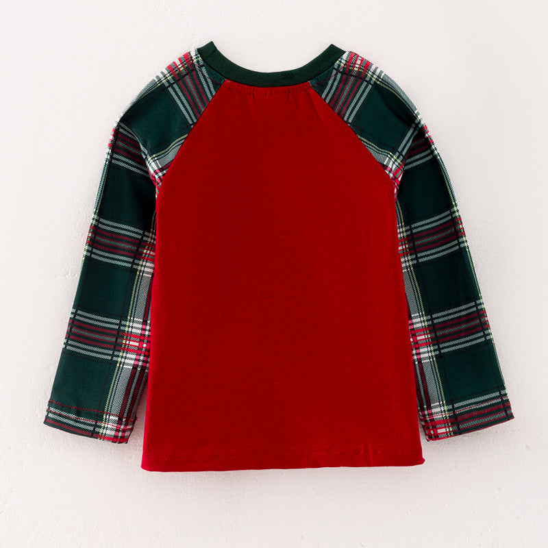 (In Stock G9-1-2)Boys Christmas Elk Applique Cotton Top