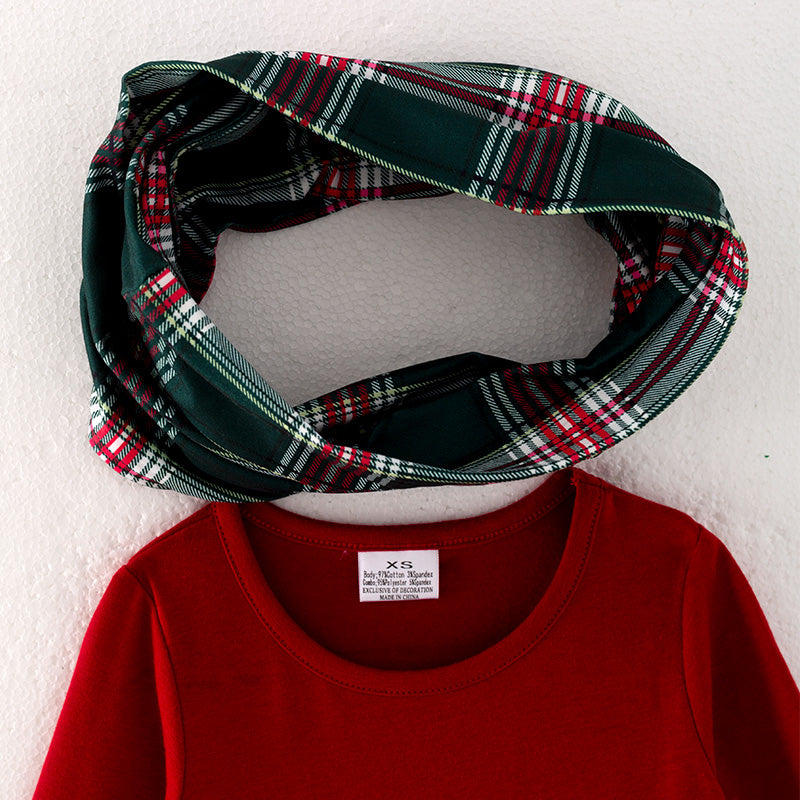 (In Stock G9-1-2)Girls Christmas Elk Applique Outfit Set