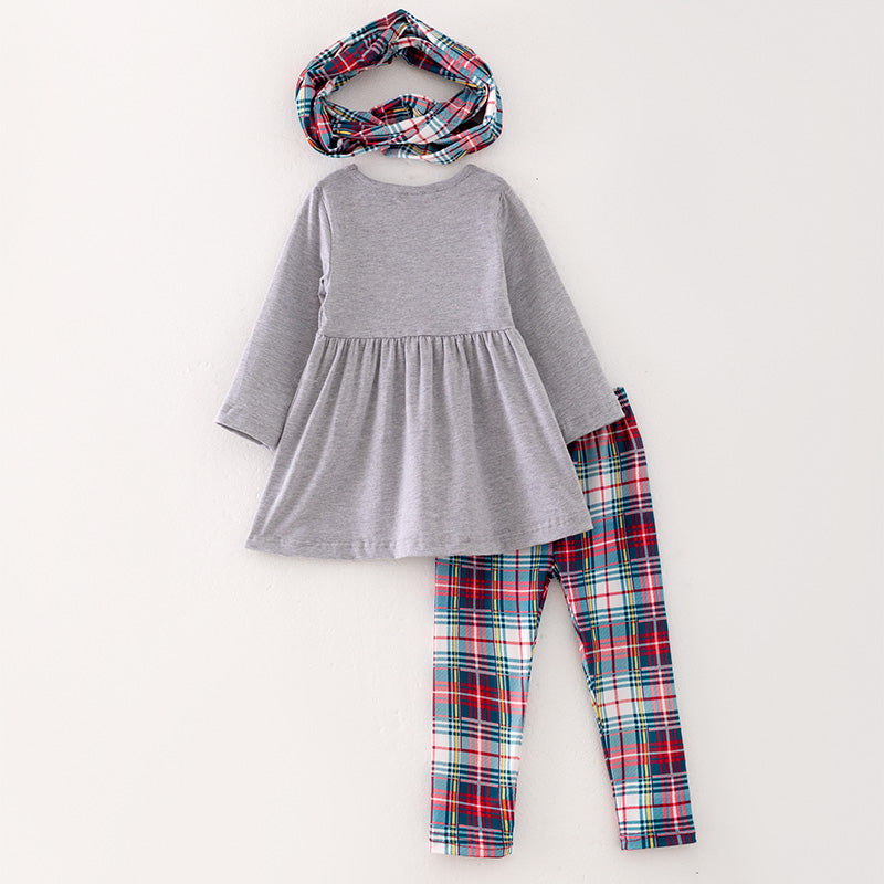 (In Stock G9-3-1)Girls Christmas Santa Applique Outfit Set