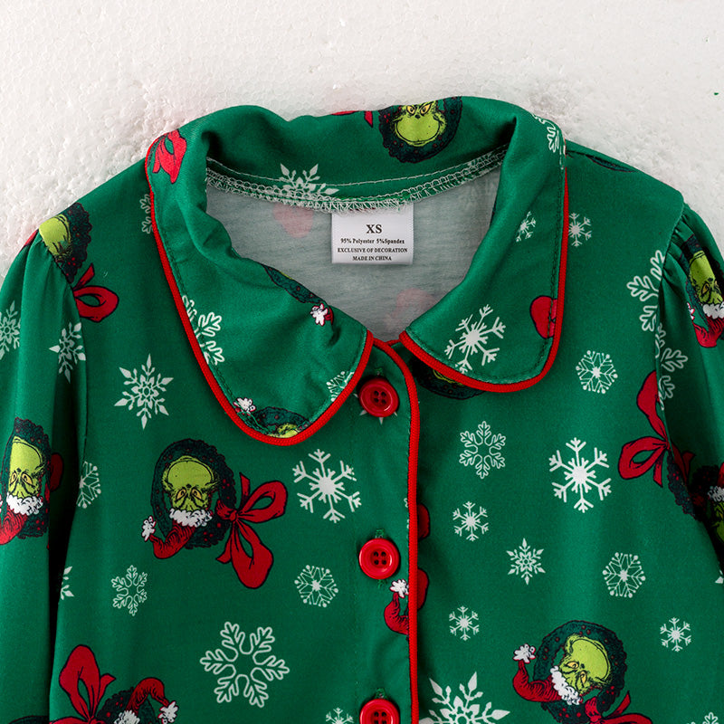 (In Stock G9-3-1)Girls Christmas Cartoon Print Pajamas