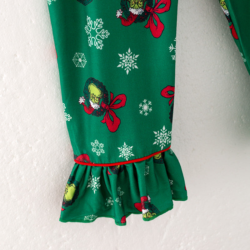 (In Stock G9-3-1)Girls Christmas Cartoon Print Pajamas