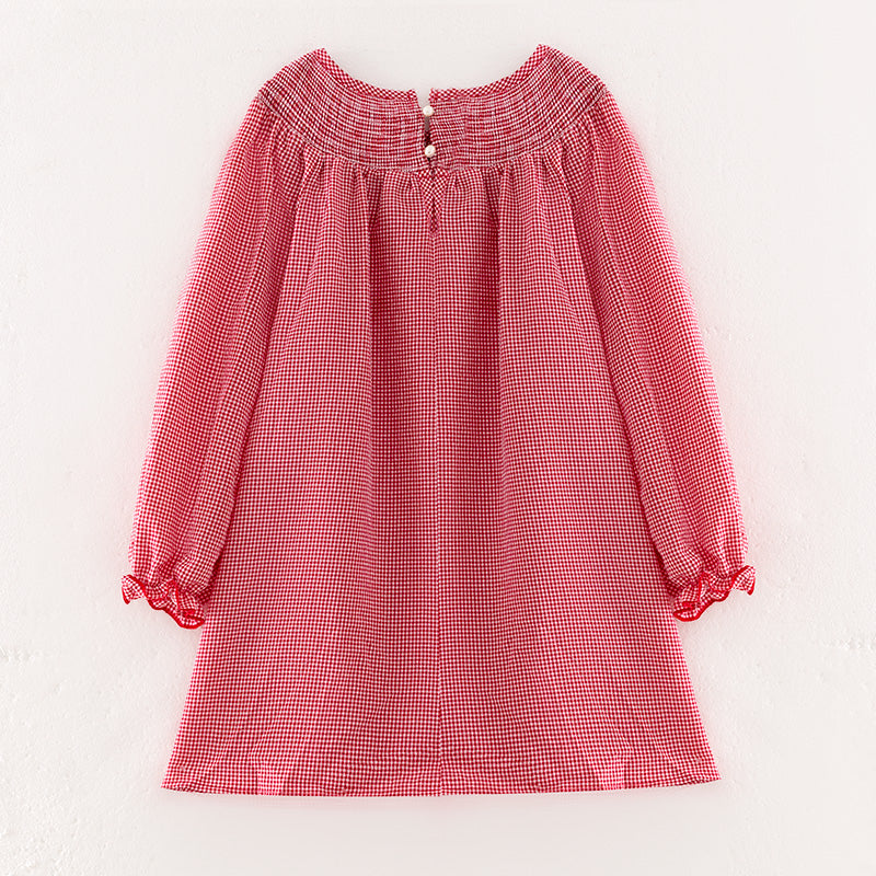 (In Stock G8-3-1)Girls Christmas Embroidery Smocked Dress