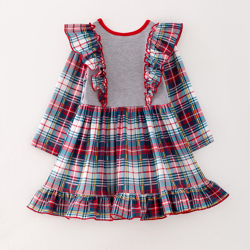 (In Stock G9-3-1)Girls Christmas Santa Applique Dress