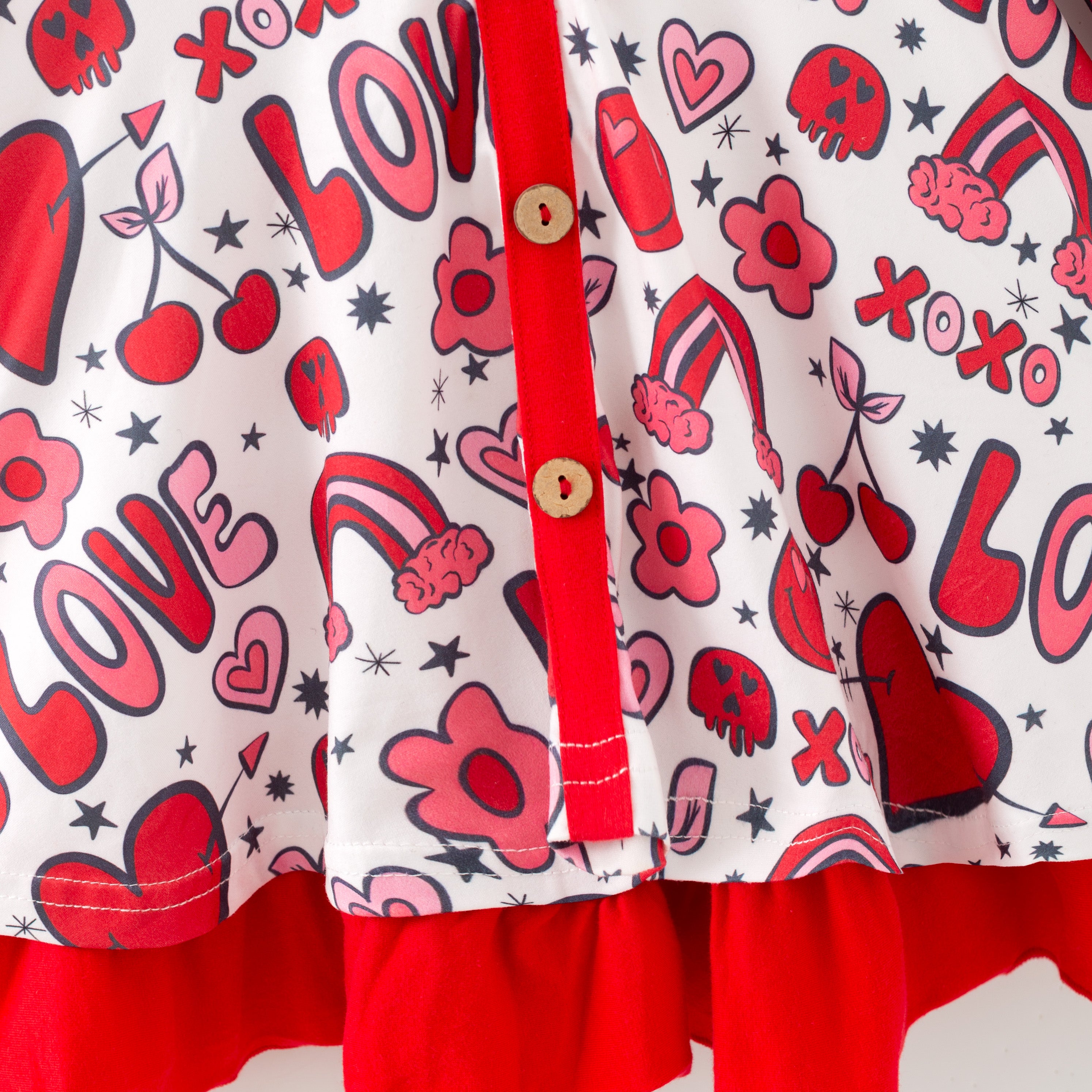 (In Stock)Girls Valentine's Day Print Dress with Pockets