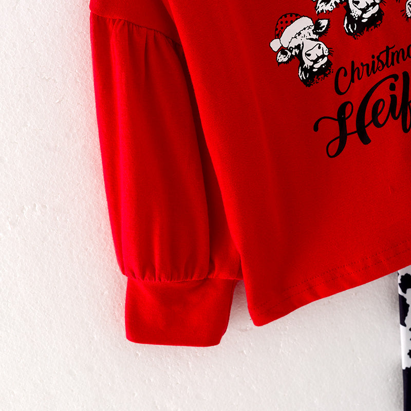 (In Stock G7-5-1)Girls Christmas Print Skirt Set